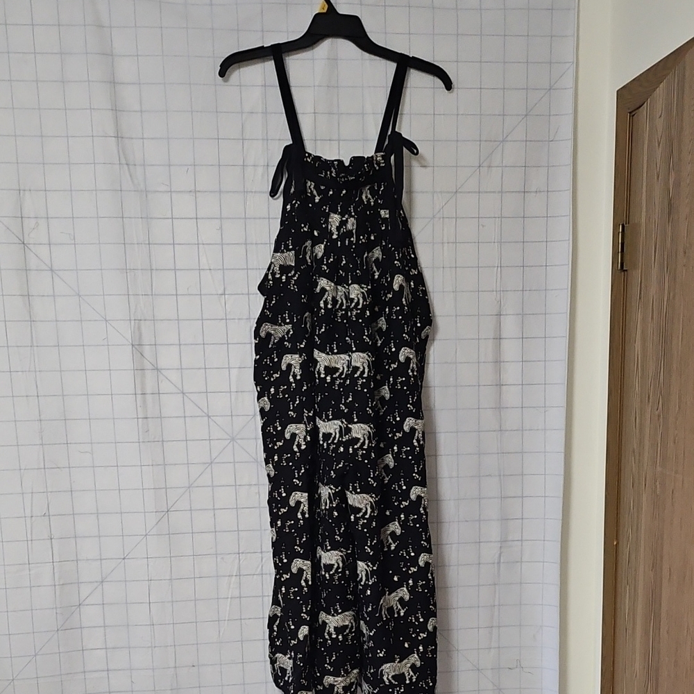Free People Black and White Sleeveless Maxi Jumpsuit